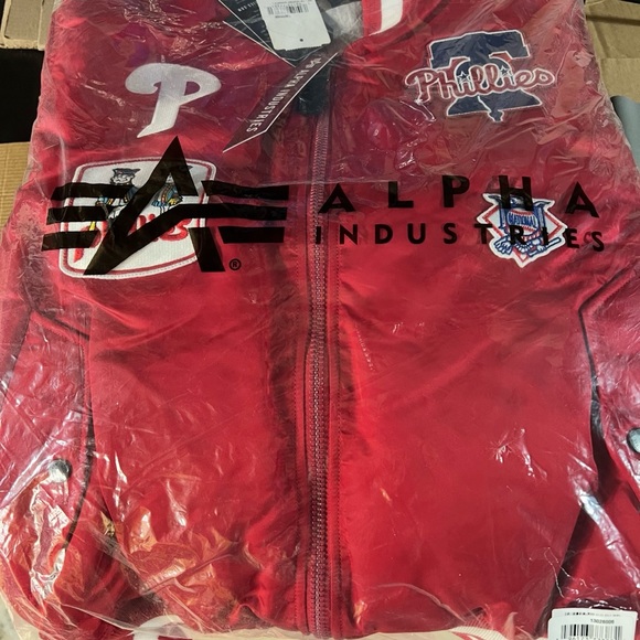 Alpha Industries X Philadelphia Phillies MA-1 Bomber Jacket Red Deadstock NWT - Picture 6 of 7
